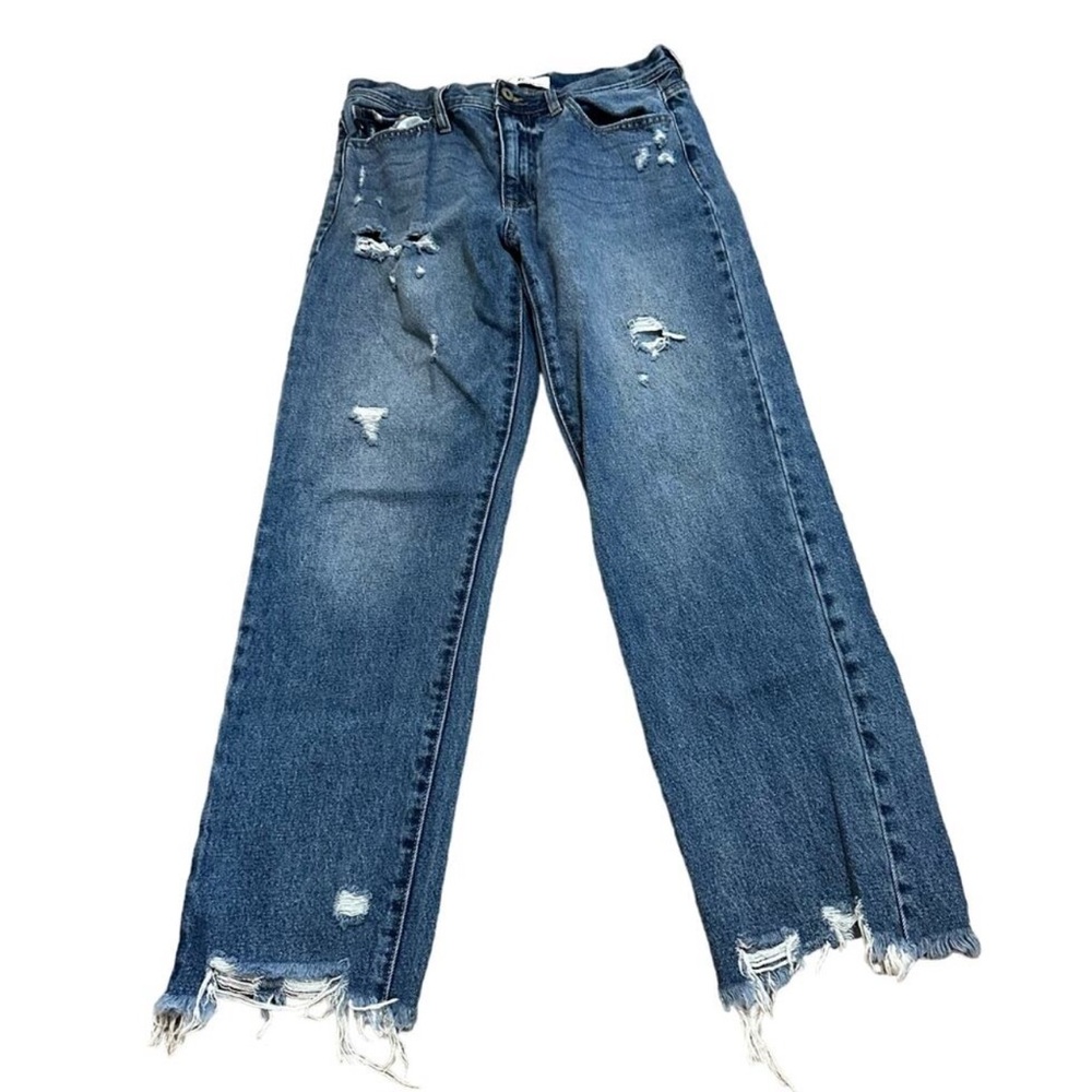 KanCan Classic Slim Straight Jeans Size 7/27 Distressed Raw Hem Frayed Hem